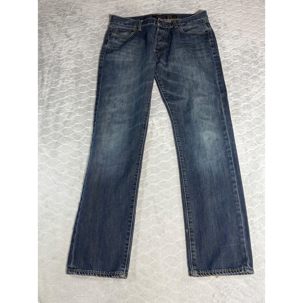 Ed Hardy Mens Vintage Y2K Streetwear Blue Straight Leg Logo Jeans Size 33